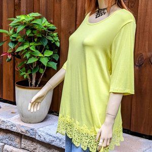 METROSTYLE Tunic Top Dress with Lace Trim * Size L